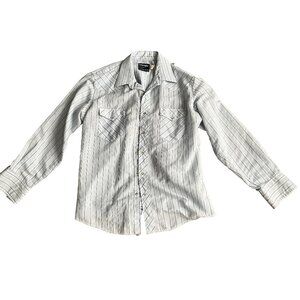 Wrangler Western Pearl Snap (Blue and White)